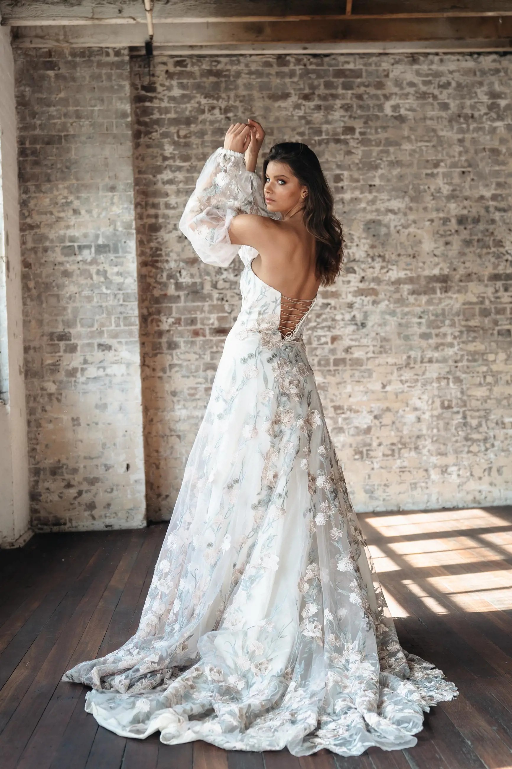 woman wearing lace dress