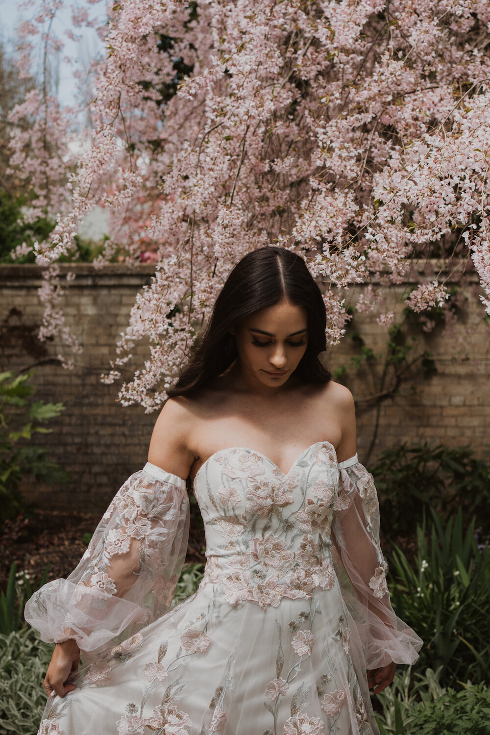 Styled Spring Elopement at Mona Farm featuring the Renee Grace Bridal 'Alana' gowns