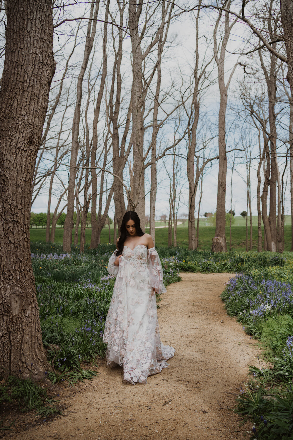Styled Spring Elopement at Mona Farm featuring the Renee Grace Bridal 'Alana' gowns