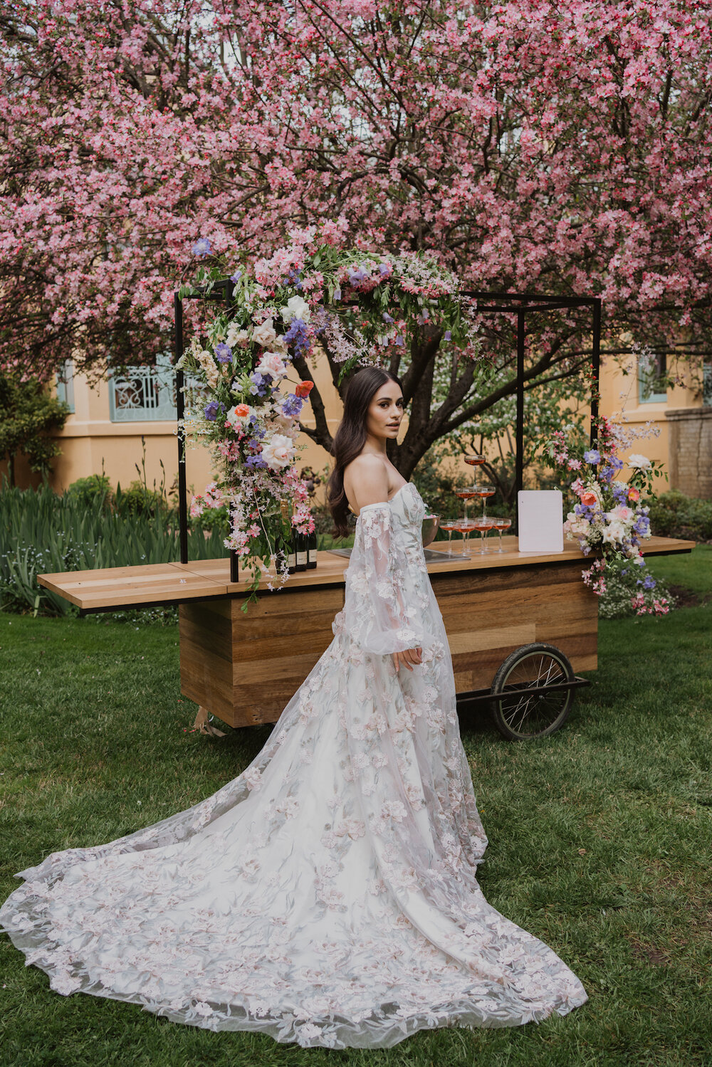Styled Spring Elopement at Mona Farm featuring the Renee Grace Bridal 'Alana' gowns